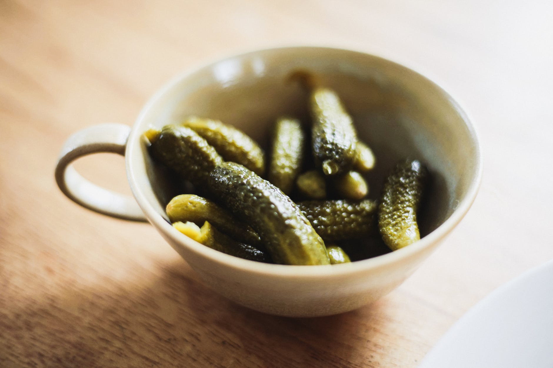 pickles on the bowl