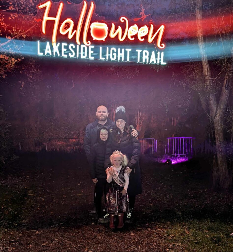 Halloween lakeside light trail